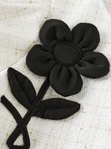 SHEIN Ensemble élégant pour jeune fille avec blouse à manches bouffantes courtes à simple boutonnage et jupe trapèze avec décor floral