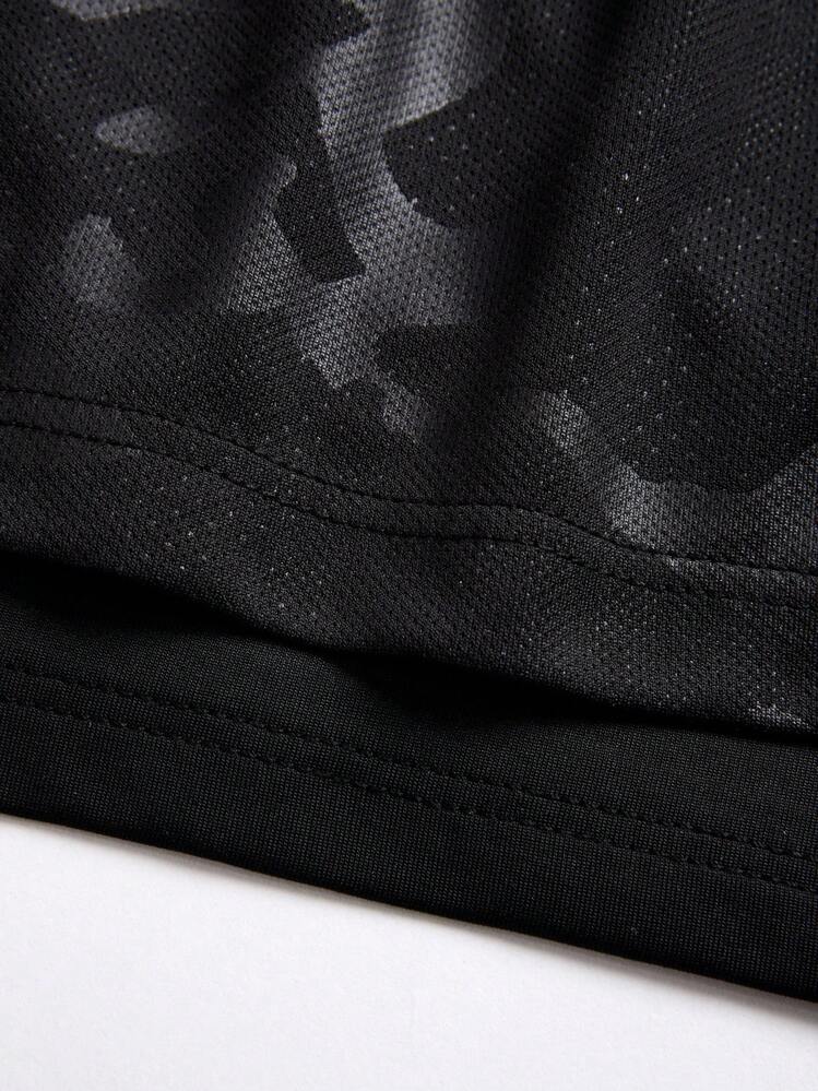 Manfinity Sport Corelite Quần short thể thao thường ngày in họa tiết tối giản dành cho nam - màu đen - Xem 6