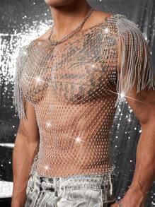 FeverCity 夏季男士性感透视镂空亮面背心