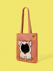 PETSIN Cute Minimalist Casual Funny Pet Outdoor Shoulder Bag, Cartoon Cat/Dog/Pig Design, Spring/Summer - Multicolor - View 2