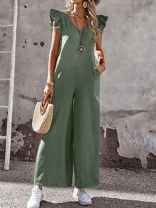 EMERY ROSE Tuta corta a maniche corte ampia, completo estivo da donna, outfit da vacanza per donna
