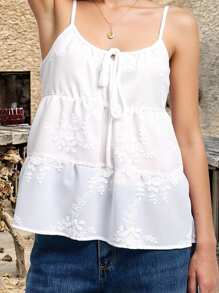 INAWLY Women's Summer 3D Flower Embroidered Camisole - White - View 5