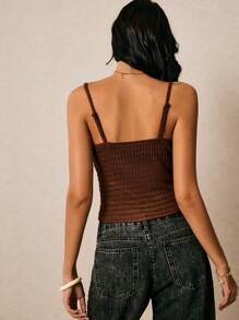 Poéselle Top corto casual de verano para mujer de unicolor, hecho de tela texturizada y de corte slim