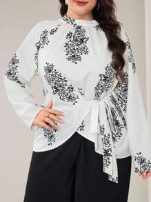 Modelyn Plus Size Women Arabic Style Outfit, Fashionable For Summer, Modest - Black and White - View 3