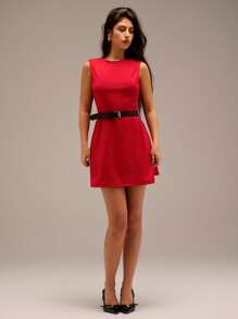 SHEIN Forever 21 Rochie de vară pentru femei, romantică/bal/formală/zi de naștere/anii '90/business casual/elegantă/ținută western/ieșiri în oraș/modă/casual/haine Y2K/club/birou/cocktail/vintage/rave, festival/amuzantă/clasică/bani vechi/streetwear/ținute de vacanță/ținută de concert country/ținută de lucru/modestă/vacanță de primăvară/ținute de burlăcițe/concert/baddie/basic/absolvire, rochie mini roșie, în linie A - roșu - Vizualizare 3