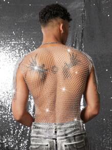 FeverCity 夏季男士性感透视镂空亮面背心