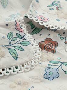 DAZY Floral Embroidery Peter Pan Collar Puff Sleeve Blouse