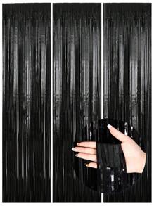 3 件 - 2 米长金属箔流苏窗帘，闪亮背景，墙面装饰，门流苏窗帘，黑色、白色、金色、银色、红色、粉色、绿色、玫瑰金、紫色、亮粉色、浅绿色和蓝色，适用于新年、生日、情人节、婚礼、订婚、派对背景 - 彩色 - 查看 8