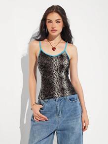 Roylia Women Leopard Print Form-Fitted Scoop Neck Camisole - Multicolor - View 4