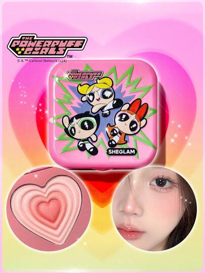 The Powerpuff Girls X SHEGLAM Tough Love Shimmer Blush-Utonium Powder Blush Powder Soft Natural Pigment Non-Greasy Blendable Face Makeup Rare Brand Beauty Makeup Face Paint Cosmetic For Women Girls Perfect For Fall Winter Ideal For Y2K Fancy Fashion Suitable For Birthday Christmas Present Party Ready Best Color