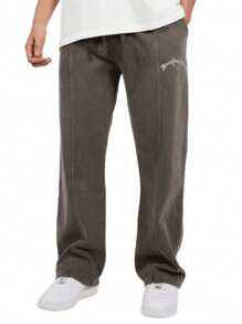 Washed Wide Leg Sweatpants - Dark Grey - View 1