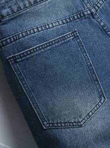 Manfinity Homme Plus Size Men's Fashion Casual Pockets Denim Shorts - Blue - View 7