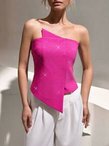 CLARA VERO Blusa strapless de lujo con cuentas de estilo de moda para mujeres