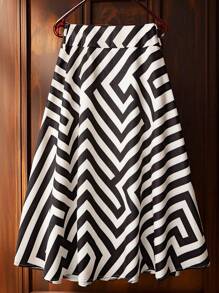 Franclia Chân váy chữ A xếp ly họa tiết sọc thời trang và thanh lịch dành cho nữ - Đen và trắng - Xem 6