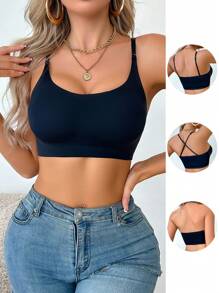 SHEIN Comfortable Adhesive Backless Bra, Fashion Design Suitable For Summer - Black - View 1