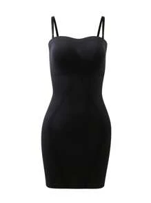 SHEIN 1pc Women's Seamless Waist Cincher & Butt Lifting Bodycon Dress - Black - View 6