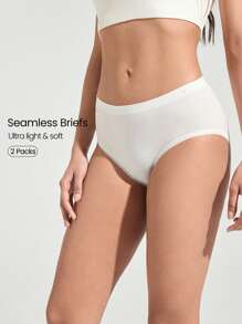 GLOWMODE 2条装 Fresh Start 轻盈丝滑无缝橡胶Logo中腰三角内裤，日常休闲穿着