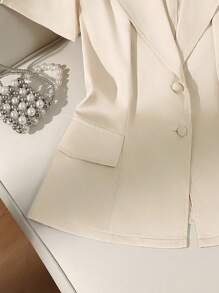 Flirla High-End Luxe Fashion Cinched Waist Elegant Plus Size Women Short Sleeve Blouse