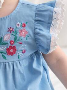 Cozy Pixies Body de manga corta con cuello redondo y estampado floral para bebé niña - Azul - Ver 5