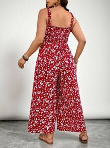 SHEIN VCAY Plus Size Ditsy Floral Sleeveless Jumpsuit, Casual Holiday Style Summer Outfits Beach Outfits For Woman Graduation Outfit Brunch Outfits For Women St Patrick Spring Break Rave Outfits Festival Elegant Vacation Outfits Woman Casau Western Cute Boho Ditsy Floral Beach Spring Clothes Brunch Outfits For Women Old Money Tropical Vacation Woman Clothes - Multicolor - View 2
