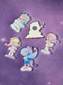 Pop Mart Azura X SHEIN 5 件可爱渐变人物冰箱贴，冰箱装饰佳品，适用于厨房和办公室白板 - 彩色 - 查看 4