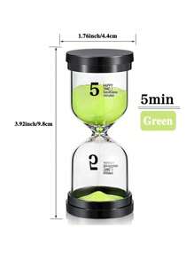 SHEIN Reloj de arena de vidrio con tapa negra marcada en 1/3/5/10/15/30 minutos, decoración del hogar, apto para tareas de los niños, cepillado de dientes, cocina, yoga, juegos, decoración de escritorio, mejor regalo para cumpleaños y graduación