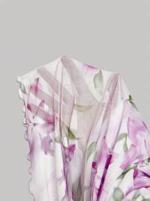 SHEIN MOD Women's Violet Floral Print Sleeveless Dress With Mermaid Hem, Violet Spring Dress