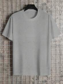 Manfinity Dauomo Men's Round Neck Short Sleeve Car Logo Graphic Tee - Light Grey - View 2
