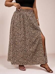 SHEIN VCAY Gonna a stampa leopardata oversize, elegante gonna bohémien estiva, abbigliamento da donna sexy e bohémien, abbigliamento occidentale per il tempo libero e le vacanze tropicali