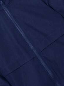 1 件年轻男孩黑色休闲前开长袖夹克，可爱，学院风，百搭，多功能设计，适合学校、日常、通勤、幼儿园、生日派对、婚礼、洗礼、秋冬拉链夹克夹克男孩海军夹克儿童夹克 - 藏蓝色 - 查看 7