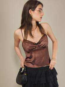 SHEIN Unity Elegantes Camisole mit Punktemuster für Damen, Sommer - Mokka-Braun - Übersicht 3