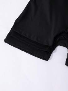 SHEIN Sparklyn Set de 3 shorts informales de punto acanalado negros para adolescentes, con cintura elástica, unicolor y talle alto, aptos para uso deportivo o diario, se pueden usar por dentro o por fuera - Negro - Ver 7