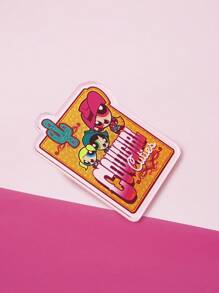 THE POWERPUFF GIRLS X SHEIN 花朵、泡泡、毛茛图案时尚黄色胸针 - 粉色 - 查看 4