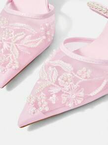 CUCCOO HITCHD Women's Mid-Heel Pointed Toe Pumps, Suitable For Parties - Baby Pink - View 11