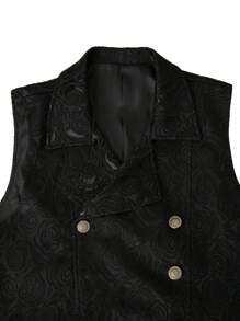 Manfinity Mode Men's Solid Color Double-Breasted Casual Patterned Waistcoat