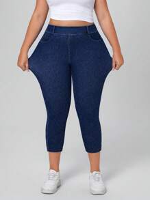 Flexra Quần Jeans Denim Mùa Hè Ôm Vừa Cho Nữ Cỡ Lớn - Rửa tối - Xem 7