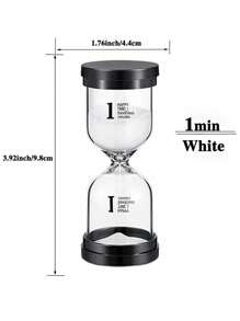 SHEIN Reloj de arena de vidrio con tapa negra marcada en 1/3/5/10/15/30 minutos, decoración del hogar, apto para tareas de los niños, cepillado de dientes, cocina, yoga, juegos, decoración de escritorio, mejor regalo para cumpleaños y graduación