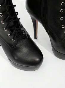 CUCCOO LuxiPop Women's Lace-Up Platform Thick Sole Mid-Calf Boots, Waterproof, Sexy & Fashionable, Suitable For Nightclub, Halloween, Christmas, Party Outfits