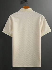 EGENSIO Men's Casual Sports Letter Print Button Half-Placket Polo Shirt - Apricot - View 2