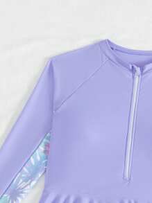 Bộ đồ bơi tankini in họa tiết mùa hè cho bé gái tuổi teen - Màu tím - Xem 3