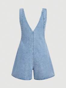 SHEIN MOD Mono de mujer de verano informal con escote pronunciado y gran corbata delantera