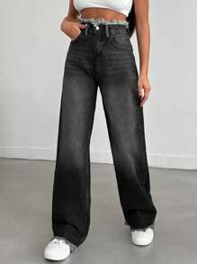 EURMUSE HIGH WAIST STRAIGHT VINTAGE BLUE JEAN - Light Grey - View 4