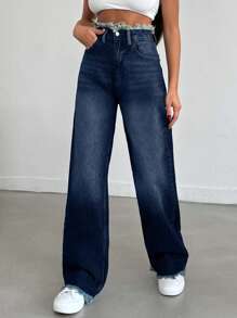 EURMUSE HIGH WAIST STRAIGHT VINTAGE BLUE JEAN - Dark Wash - View 4
