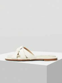 MOTF PREMIUM SQUARE TOE PU LEATHER FLAT SANDALS FOR CHRISTMAS