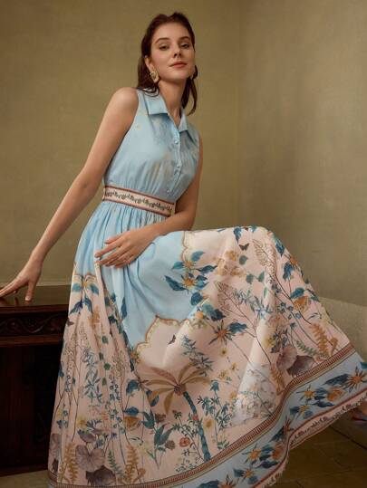 LINEN BELTED MERMAID DRESS｜Motf