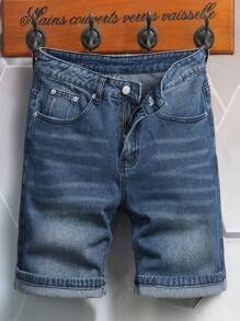 Manfinity Homme Plus Size Men's Fashion Casual Pockets Denim Shorts - Blue - View 1