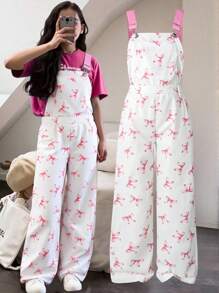 SHEIN ChillGRL 女童可爱蝴蝶印花连体衣 - 藍色 - 查看 6