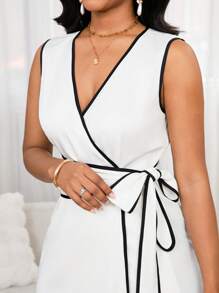 SHEIN Unity 2 pièces Ensemble blouse et pantalon large à design asymétrique chic pour femmes, mode d'été