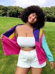 SHEIN EZwear Plus Size Casual Summer Jacket, Fashionable Winter Fall Autumn - Multicolor - View 9