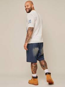 EASEVO Plus Size Men's Loose Hollow Digital Jacquard Round Neck Short Sleeve Knit Top, Suitable For Summer, School - White - View 5